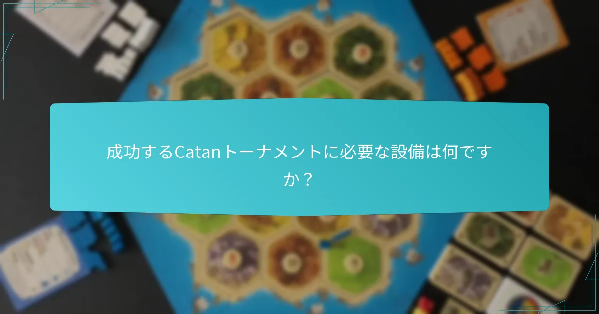 成功するCatanトーナメントに必要な設備は何ですか？