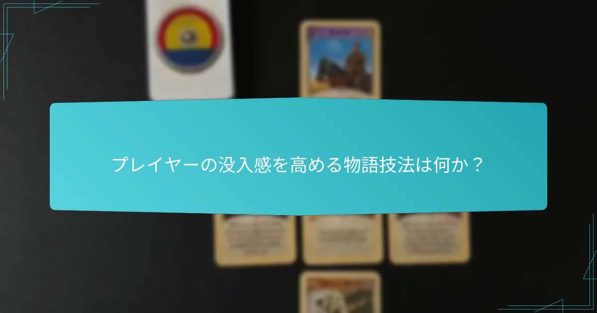 プレイヤーの没入感を高める物語技法は何か？